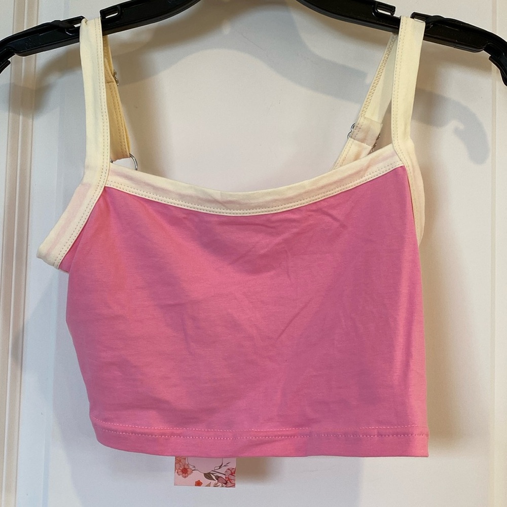 Pink crop top with adjustable straps from Shein
